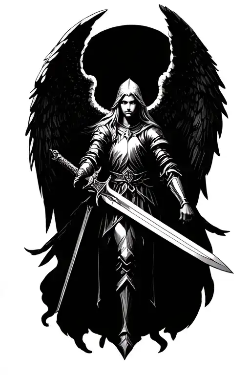 Angel Knight Holding A Sword
