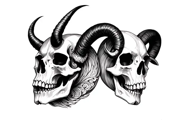 Capricorn And Aries Skull