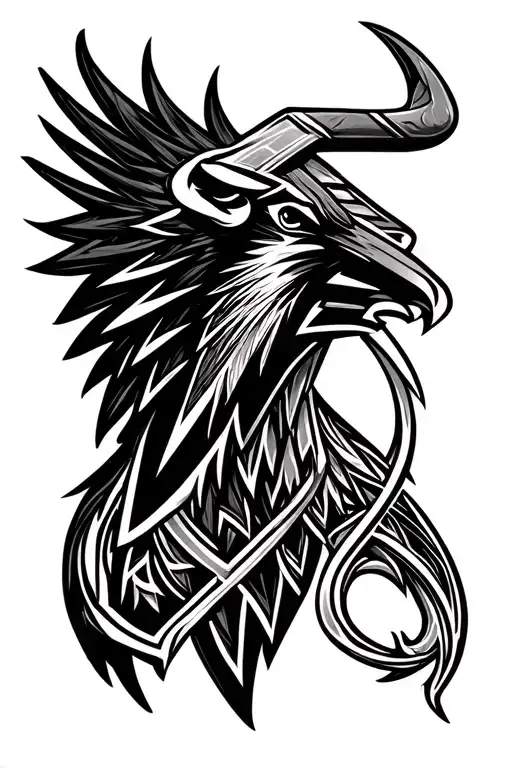 Falcons Logo With Taurus Symbol Intertwined