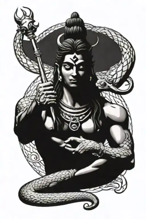 Aesthetic Shiva With Snake