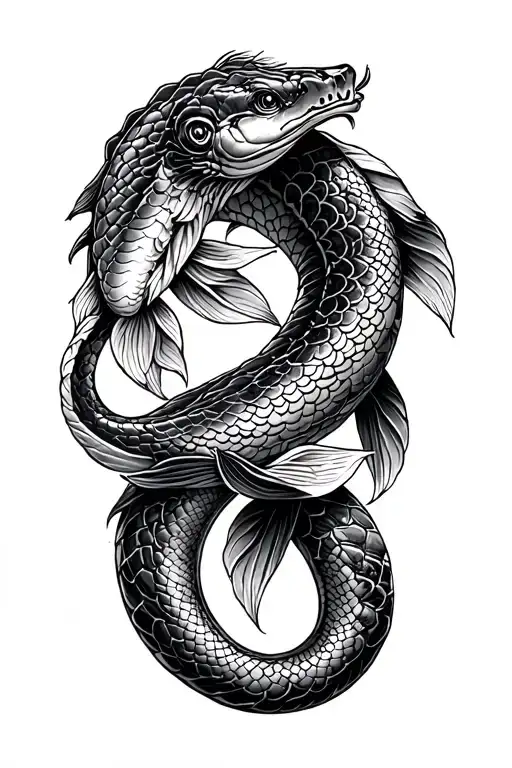 King Cobra Wrapped With Carp Koi Black