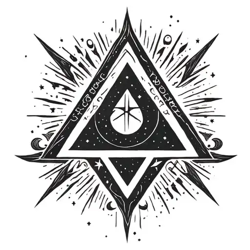 Incorporate The Thirty Seconds To Mars Triad Symbol Into A Celestial-themed Tattoo Design