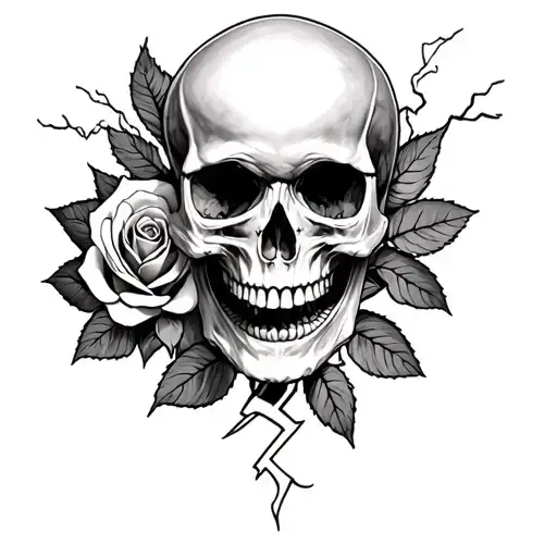 Skull And Rose Plus Lightning On The Right And Seagrave Gustave Dore