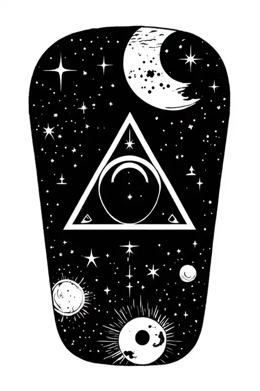 Incorporate The Thirty Seconds To Mars Triad Symbol Into A Celestial-themed Tattoo Design