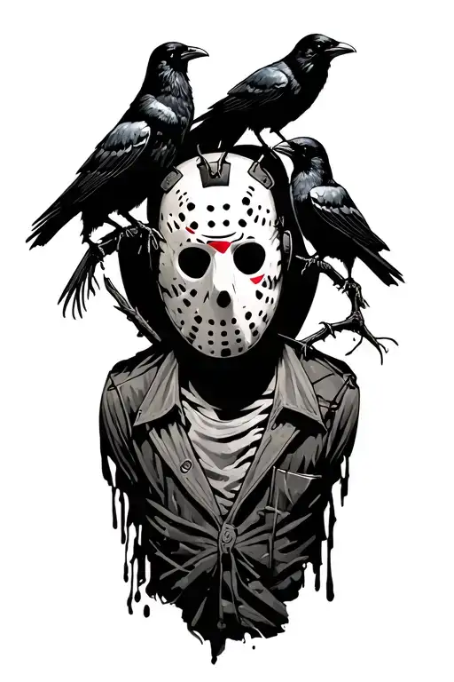Jason Vorhees With Crows At Camp Crystal Lake Scene