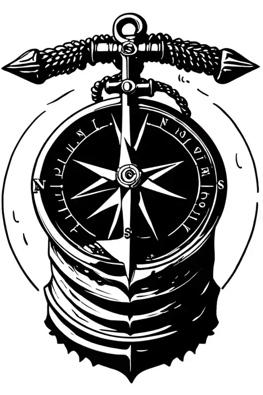 Compass With Ship Anchor Cross