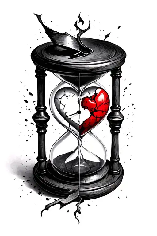 Broken Heart Clock Broken Hourglass
