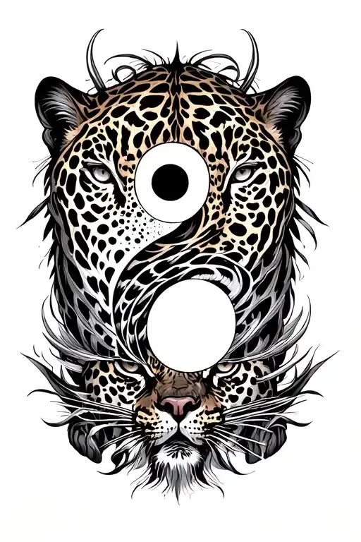 Yin Yang Made With A Jaguar Surrounded By Hunters