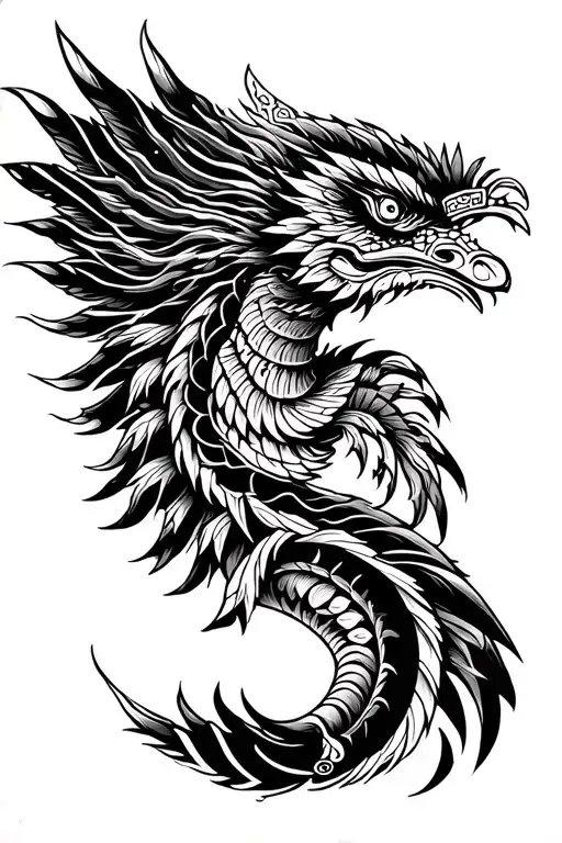 Quetzalcoatl Forearm Black And White Small