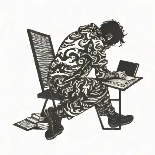 A Silhouette Of A Student Studying Under A Sunset Sky