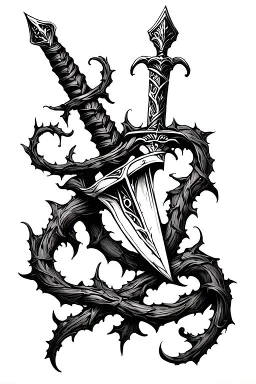 Thorn Vine Around Dagger Wrapped