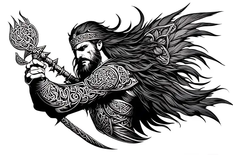 Celtic Warrior Wielding