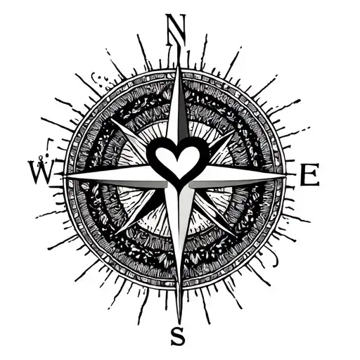 Compass With Initial L And Heart In Centre