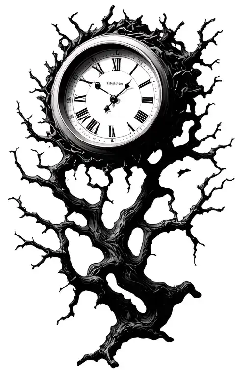 Broken Clock With Branches Forming Around The Clock And Keeping It In Place