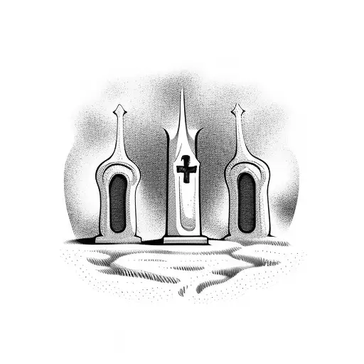 Gothic Cemetery Scene With Tombstones And Haunting Figures