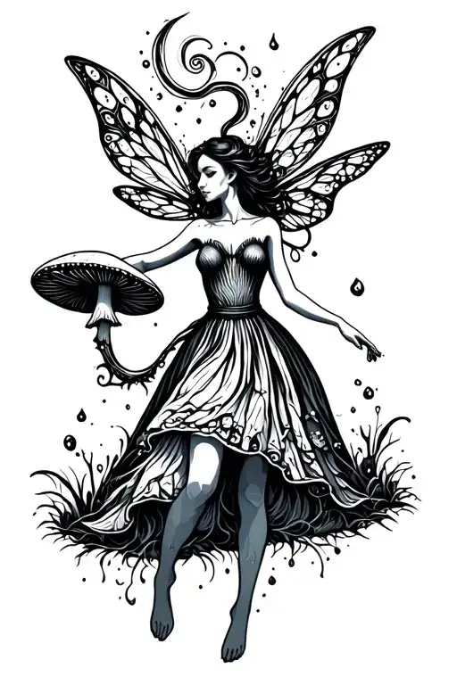 Abstract Trippy Fairy Dancing With A Mushroom
