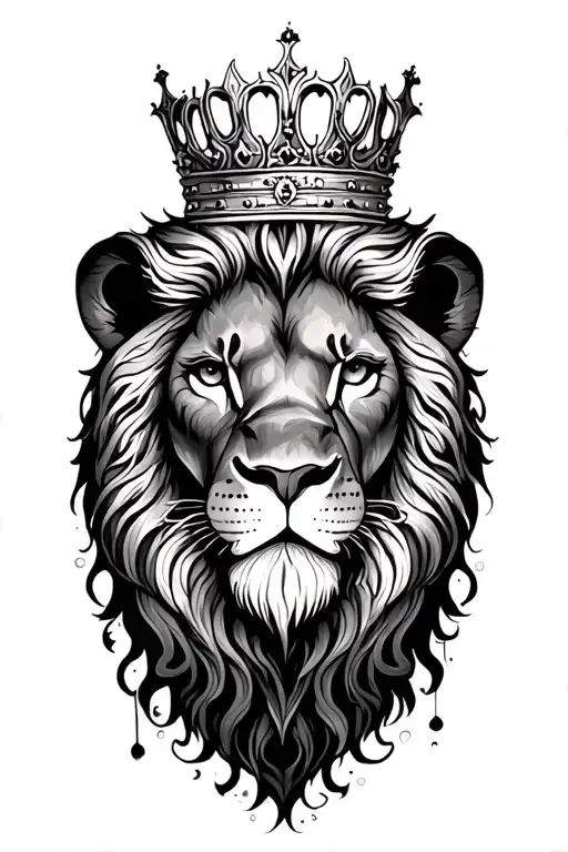 Crowned Lion Head With Watercolor