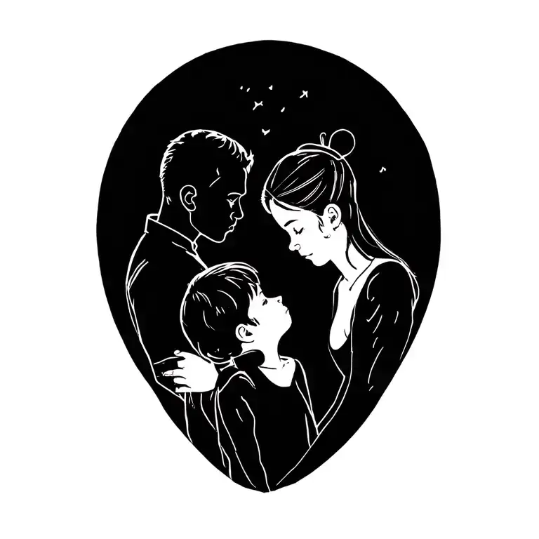 Little Kid And His Dad And Mom