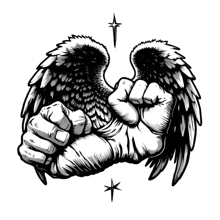 Wings With Fist And Star Sign