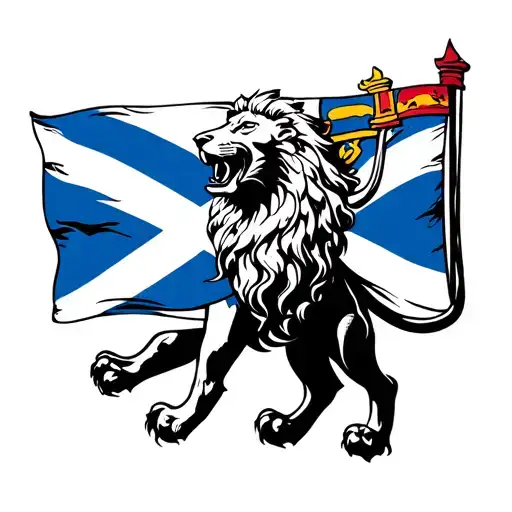 Lion Carrying Scotland Flag Feminine