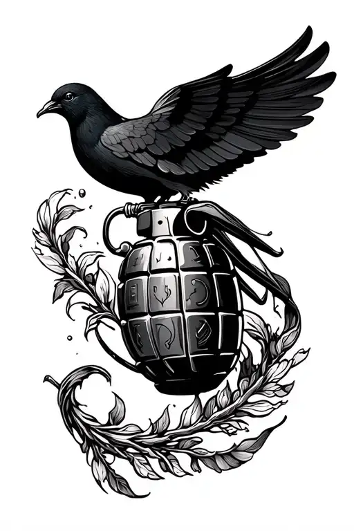 Dove With Grenade Intertwined
