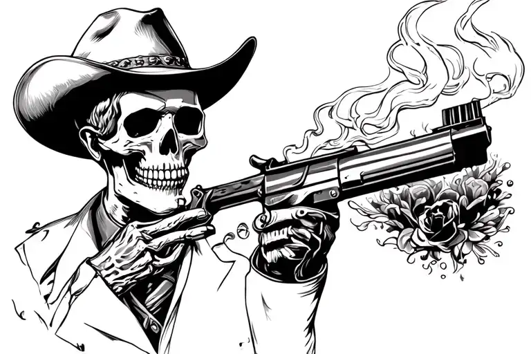 Cowboy Sheriff Skeleton Smoking