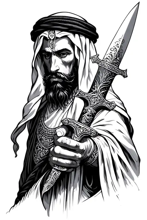 Arabian Culture Evil Man Holding A Dagger