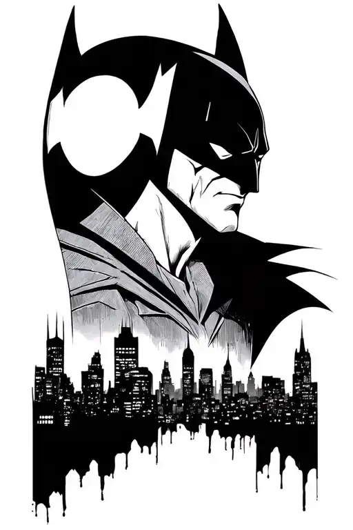 Batman With Gotham Skyline Quarter Sleeve