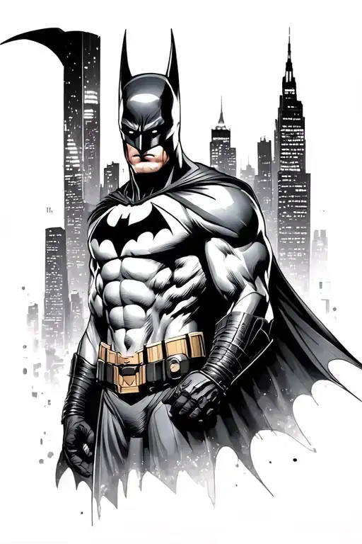 Batman With Gotham Skyline Quarter Sleeve