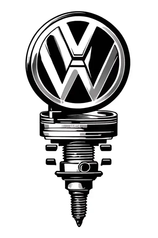 Vw Sign With Pistons And Spark Plug