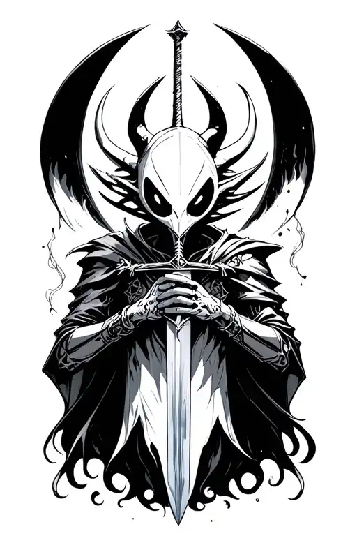 Pure Vessel Hollow Knight Holding A Sword