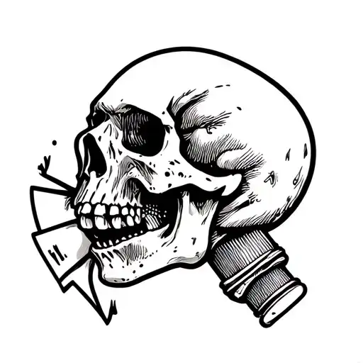 Skull Side Profile Yelling Into Megaphone
