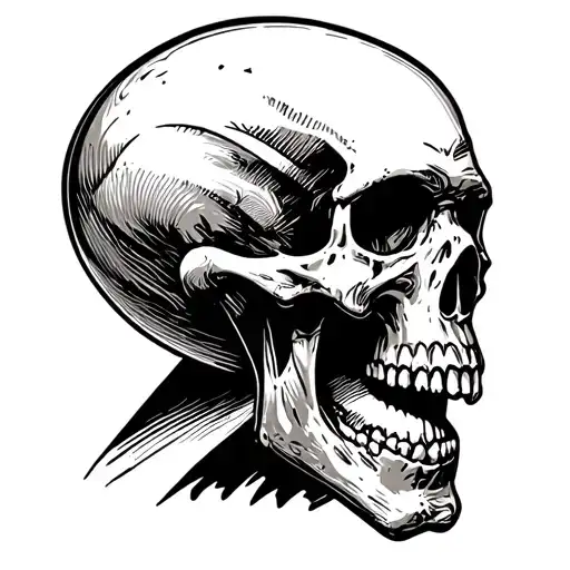Skull Side Profile Yelling Into Megaphone