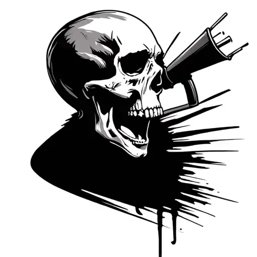 Skull Side Profile Yelling Into Megaphone