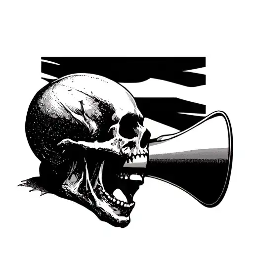 Skull Side Profile Yelling Into Megaphone