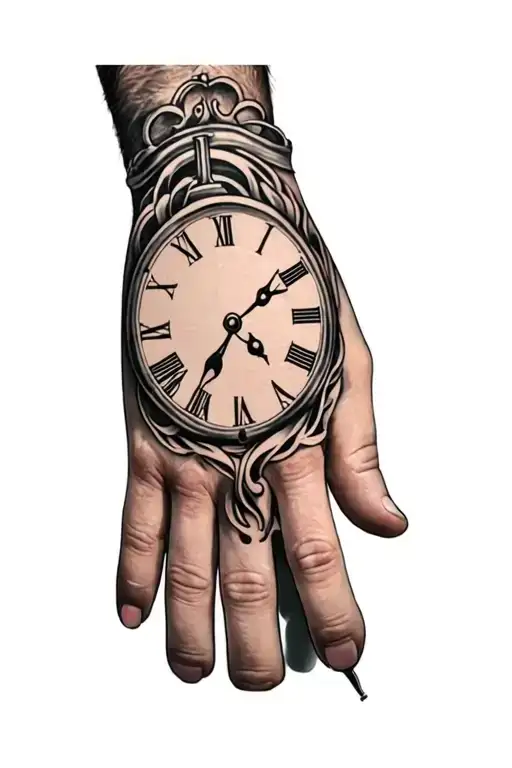 A Man's Hand With A Clock On It