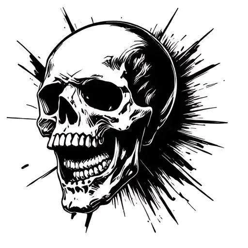 Skull Side Profile Yelling Into Megaphone