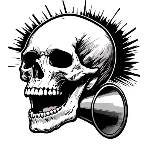 Skull Side Profile Yelling Into Megaphone