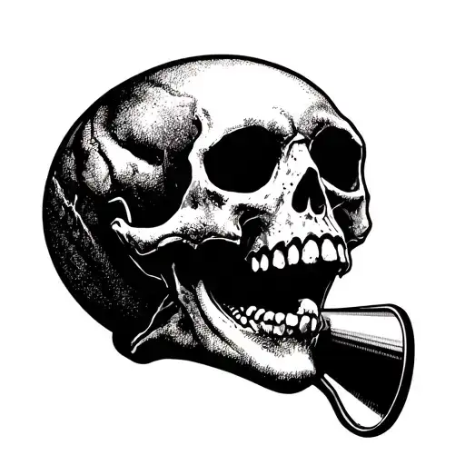 Skull Side Profile Yelling Into Megaphone