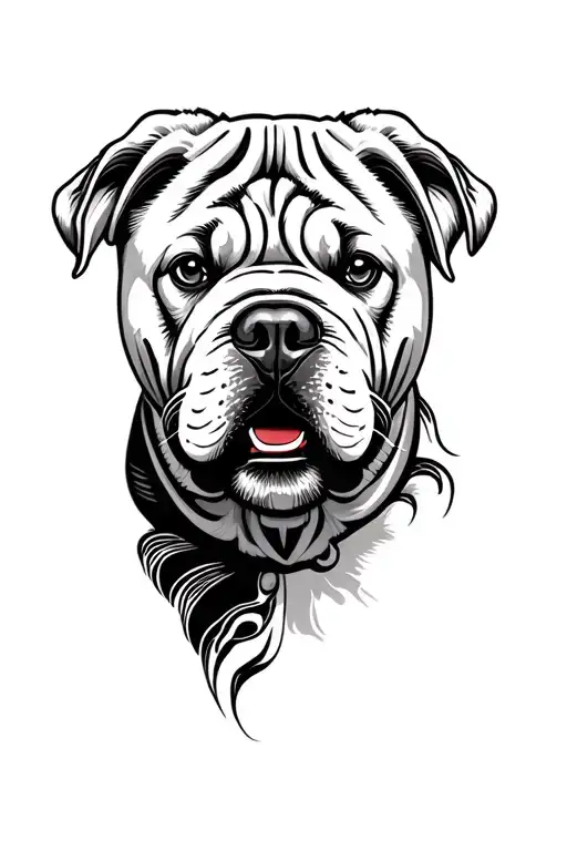 Shar Pei With Chinese Landcape