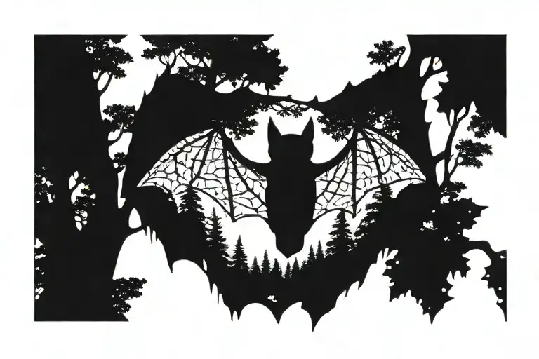 Forrest Within A Bat Shape