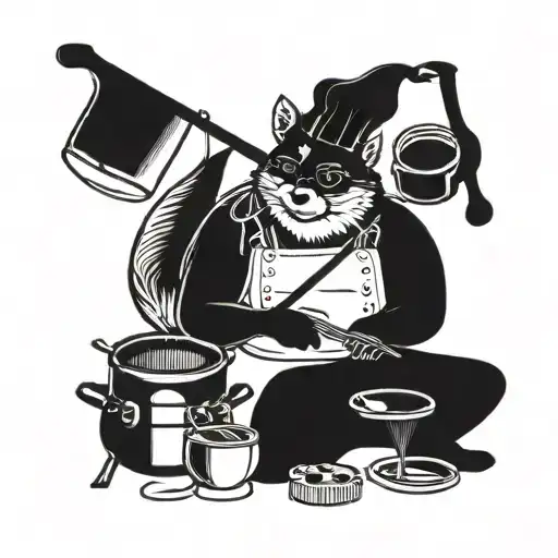 A Fox Chef Cooking Up A Storm In A Kitchen Filled With Musical Instruments