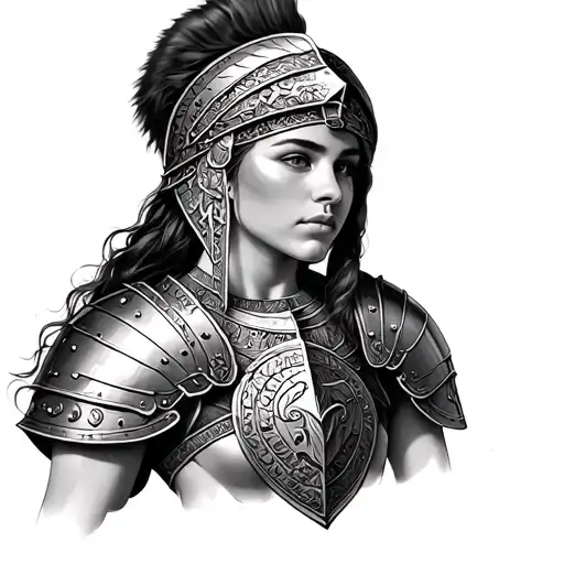 Woman Wearing A Roman Centurion Battle Armor