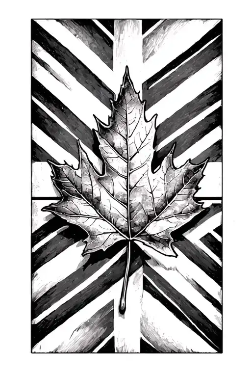 Maple Leaf Inside Union Jack Black And White