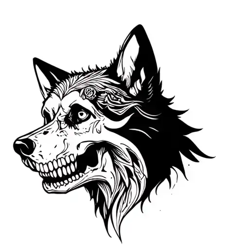 Skull And Wolf Face