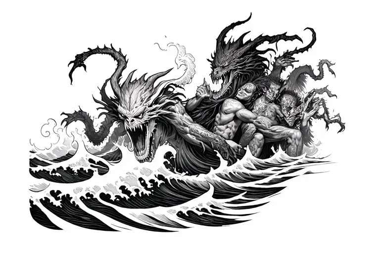 A Ocean Waves Carryng Demons With Them