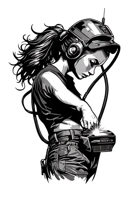 Sexy Welder Girl Welding