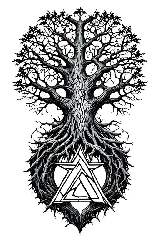 Yggdrasil World Tree With Valknut Inbued In It