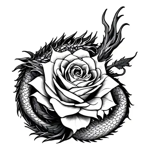 Dragon With Rose