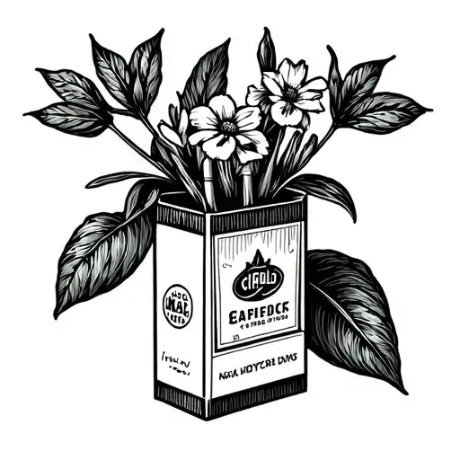 Cigarette Carton With Plants And Flowers Coming Out Of It